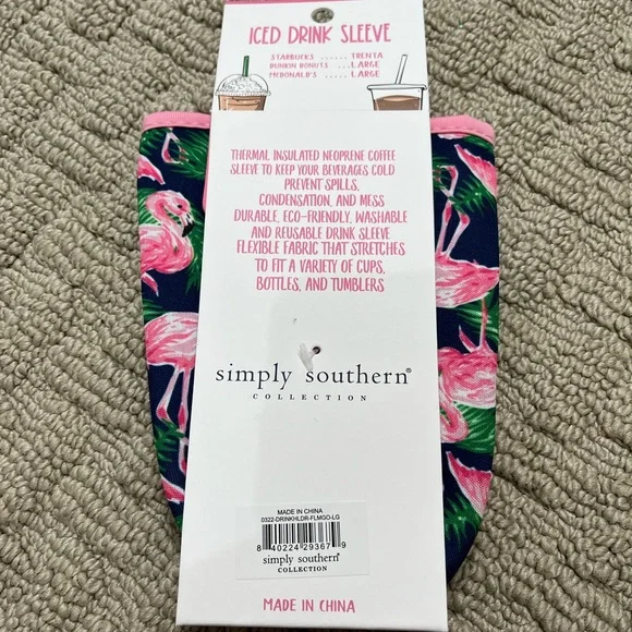 Simply Southern Iced Drink Sleeve Large Flamingo - Picture 3 of 3
